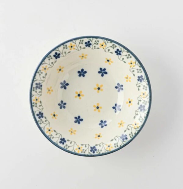 波蘭風美濃燒碗 14.5cm- 白+黃色款正面